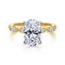 Claudia - 14K White-Yellow Gold Oval Diamond Engagement Ring - 0.3 ct