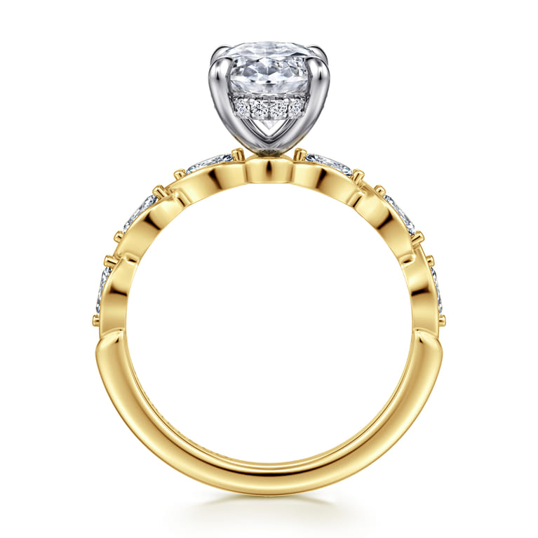 Claudia - 14K White-Yellow Gold Oval Diamond Engagement Ring - 0.3 ct - Shot 2