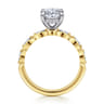 Claudia - 14K White-Yellow Gold Oval Diamond Engagement Ring - 0.3 ct