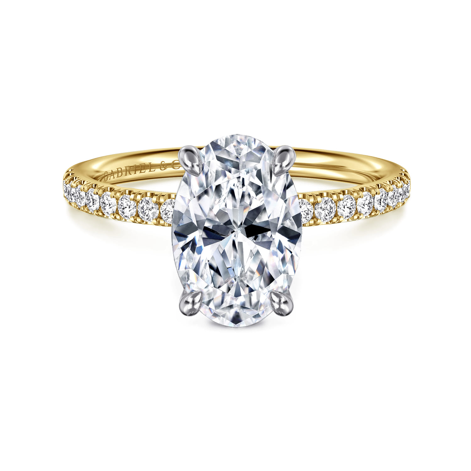 Twain - 14K White-Yellow Gold Oval Diamond Engagement Ring - 0.2 ct - Shot 1