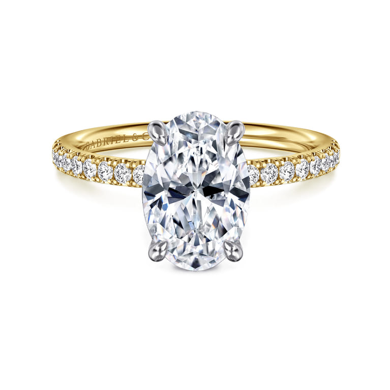Twain - 14K White-Yellow Gold Oval Diamond Engagement Ring - 0.2 ct - Shot 1