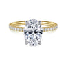 Twain - 14K White-Yellow Gold Oval Diamond Engagement Ring - 0.2 ct