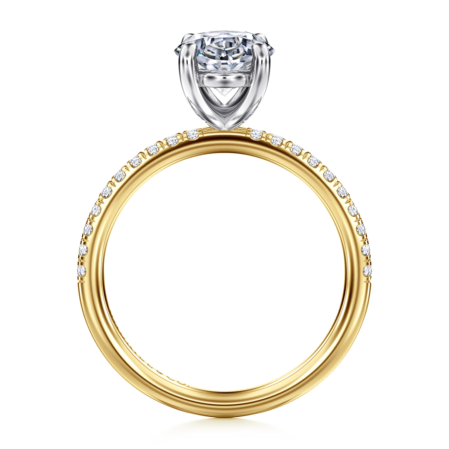 Twain - 14K White-Yellow Gold Oval Diamond Engagement Ring - 0.2 ct - Shot 2