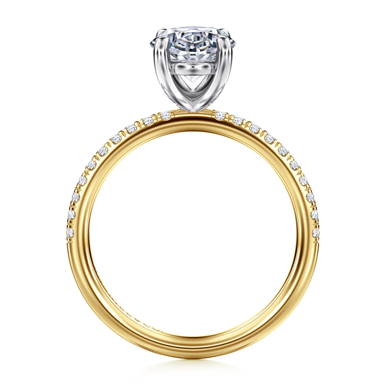 Twain - 14K White-Yellow Gold Oval Diamond Engagement Ring - 0.2 ct - Shot 2