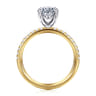 Twain - 14K White-Yellow Gold Oval Diamond Engagement Ring - 0.2 ct