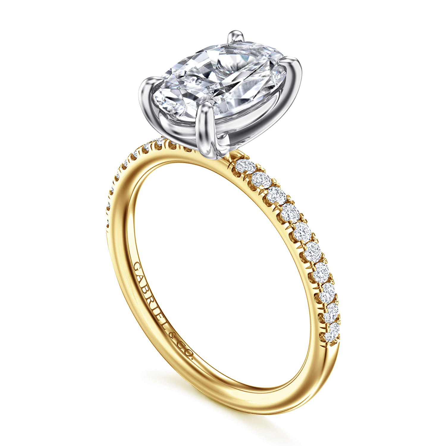 Twain - 14K White-Yellow Gold Oval Diamond Engagement Ring - 0.2 ct - Shot 3