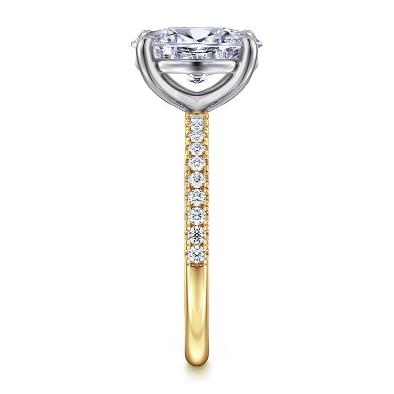 Twain - 14K White-Yellow Gold Oval Diamond Engagement Ring - 0.2 ct - Shot 4