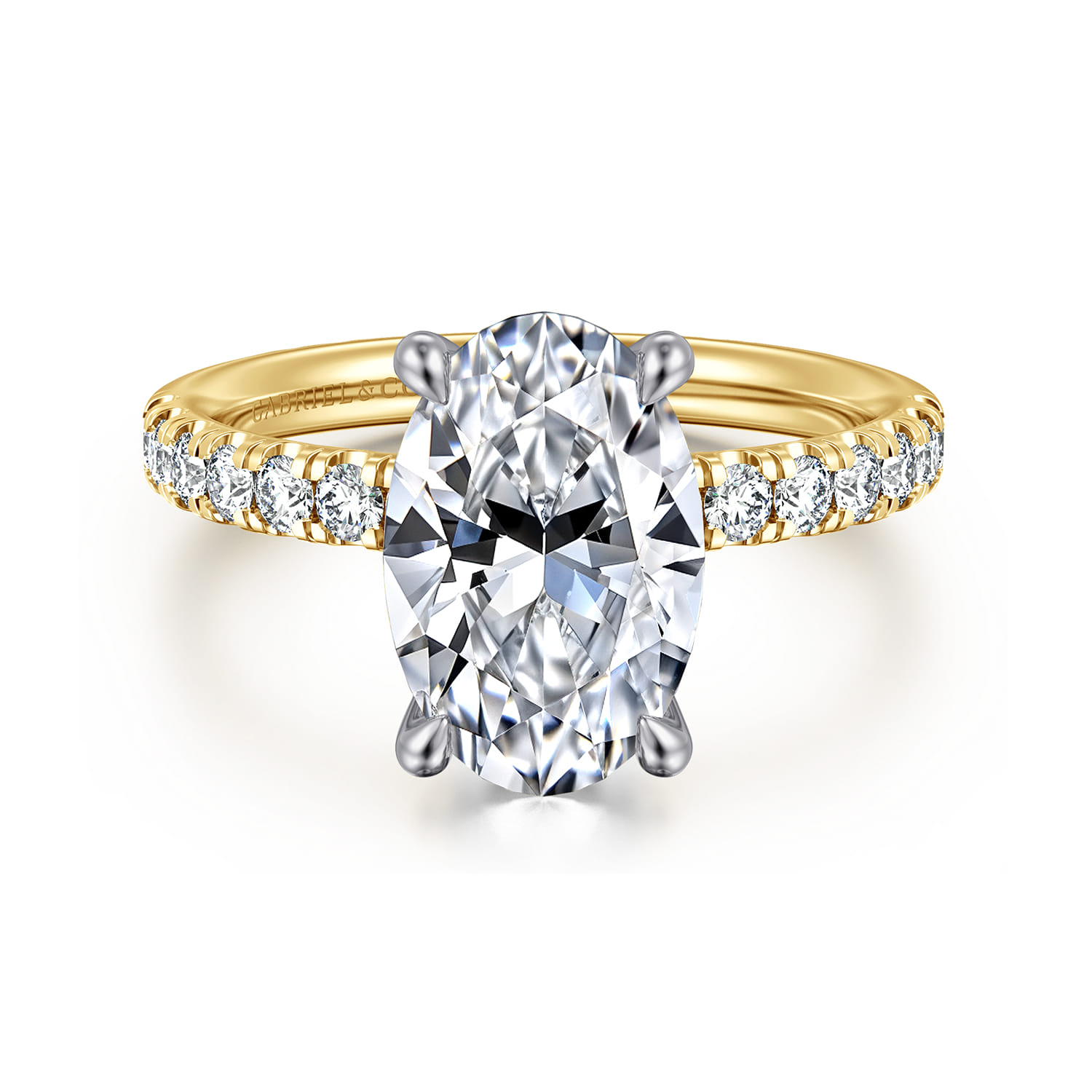 Winslow - 14K White-Yellow Gold Oval Diamond Engagement Ring - 0.38 ct - Shot 1