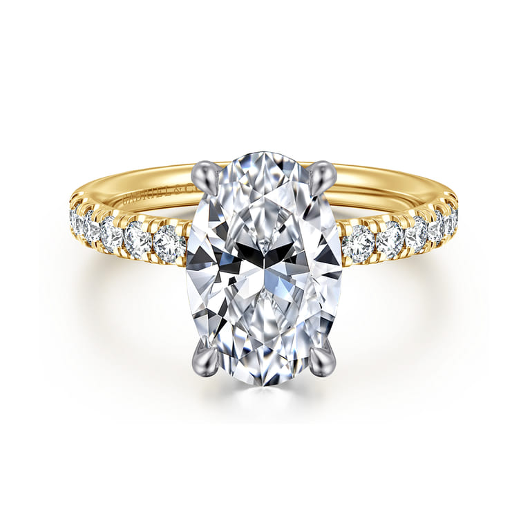 Winslow - 14K White-Yellow Gold Oval Diamond Engagement Ring - 0.38 ct - Shot 1