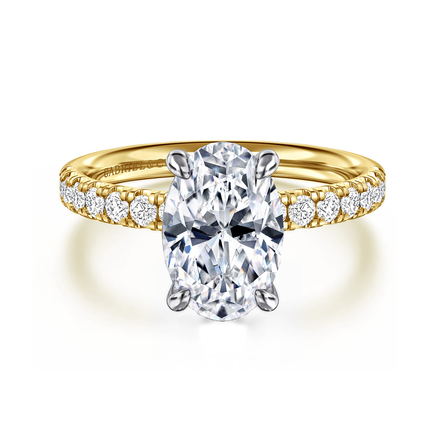 Winslow - 14K White-Yellow Gold Oval Diamond Engagement Ring - 0.35 ct - Shot 1