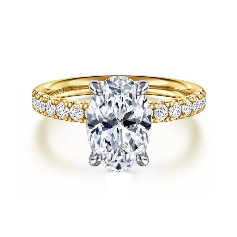 Winslow - 14K White-Yellow Gold Oval Diamond Engagement Ring - 0.35 ct - Shot 1