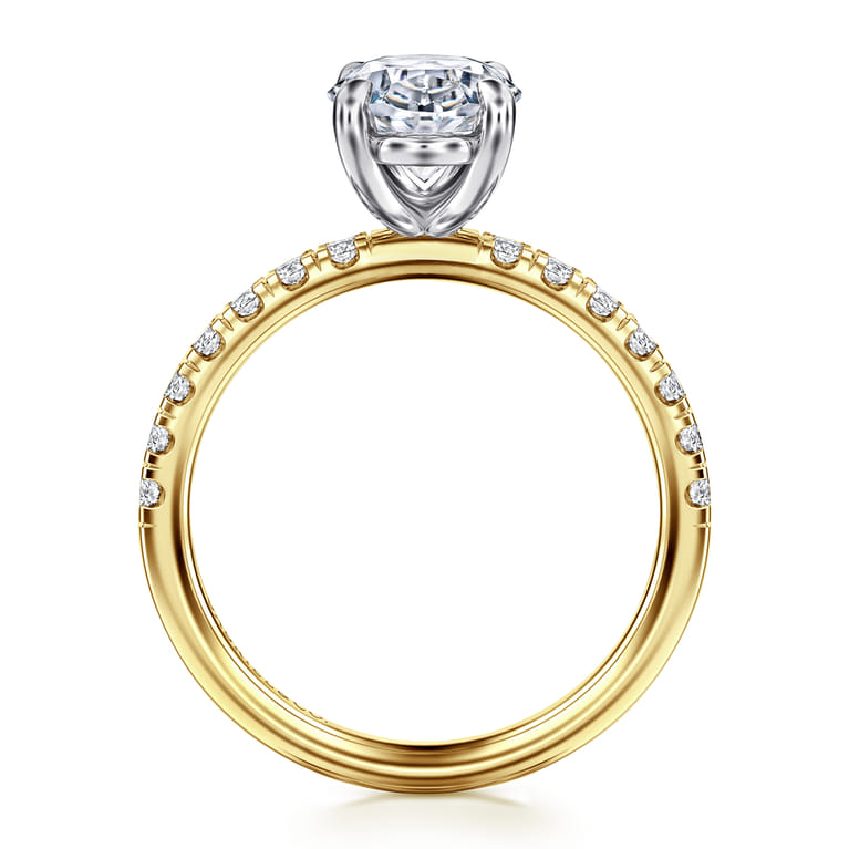 Winslow - 14K White-Yellow Gold Oval Diamond Engagement Ring - 0.35 ct - Shot 2