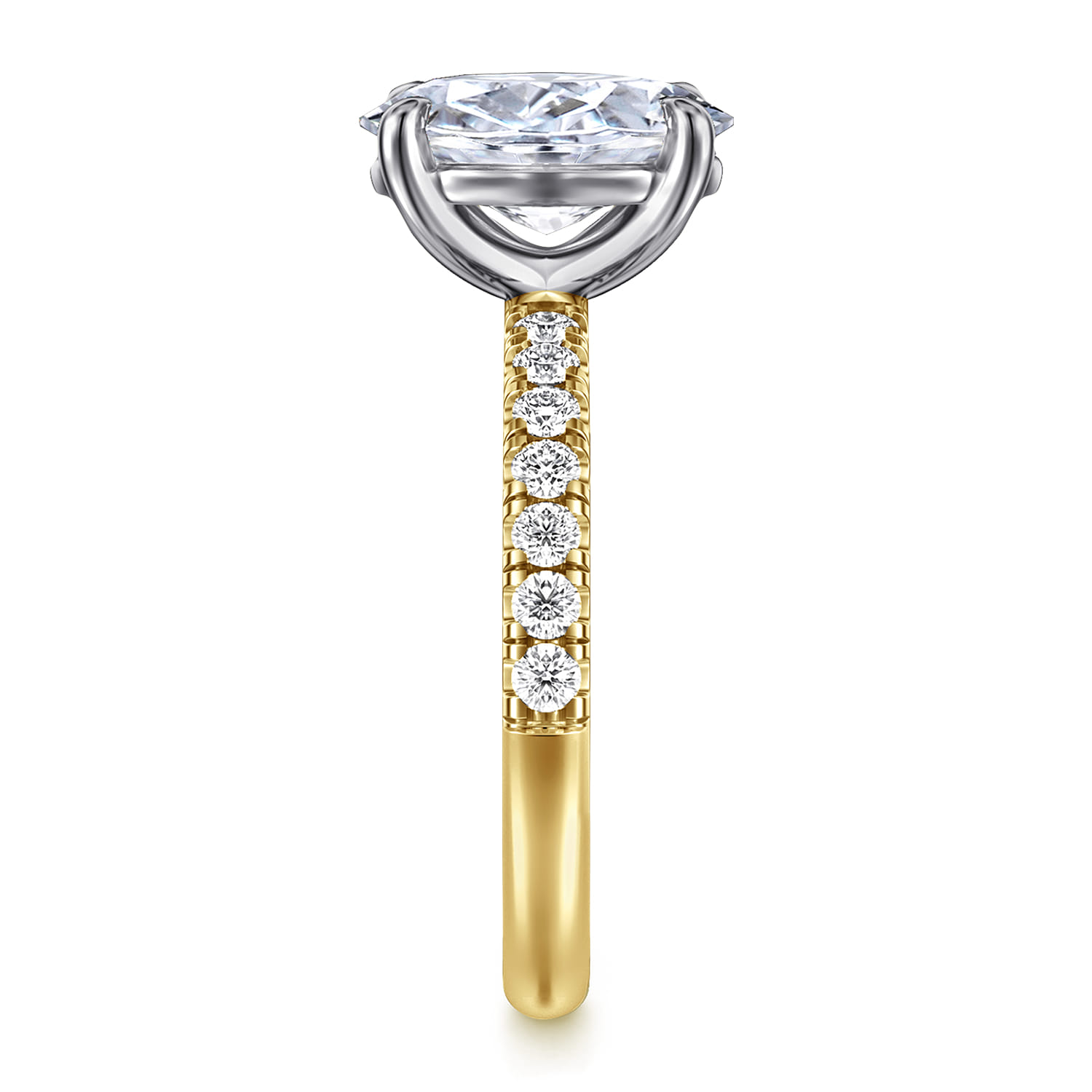 Winslow - 14K White-Yellow Gold Oval Diamond Engagement Ring - 0.35 ct - Shot 4