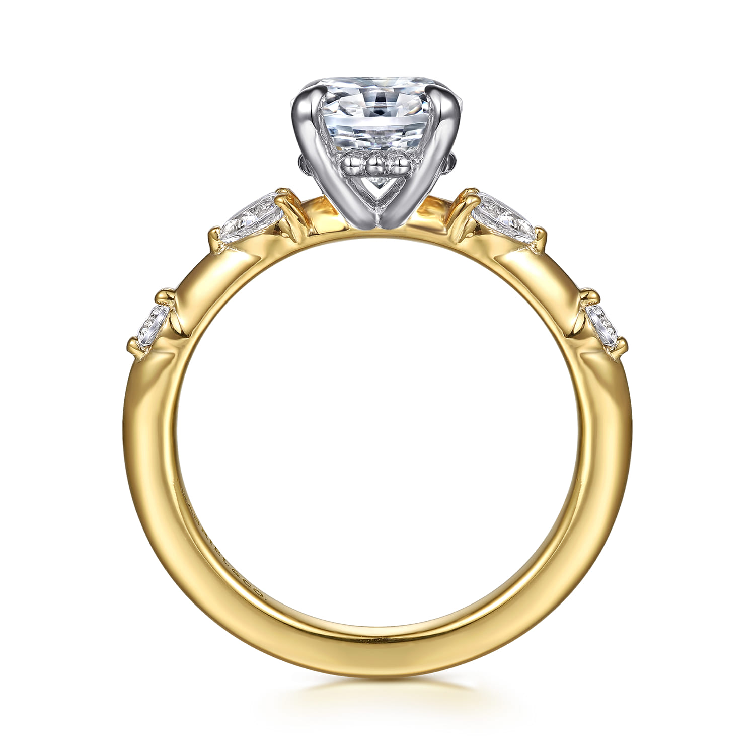 Carinna - 14K Yellow-White Gold Oval Diamond Engagement Ring - 0.23 ct - Shot 2