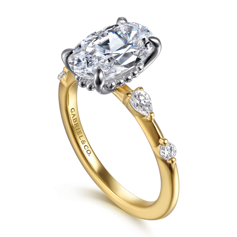 Carinna - 14K Yellow-White Gold Oval Diamond Engagement Ring - 0.23 ct - Shot 3