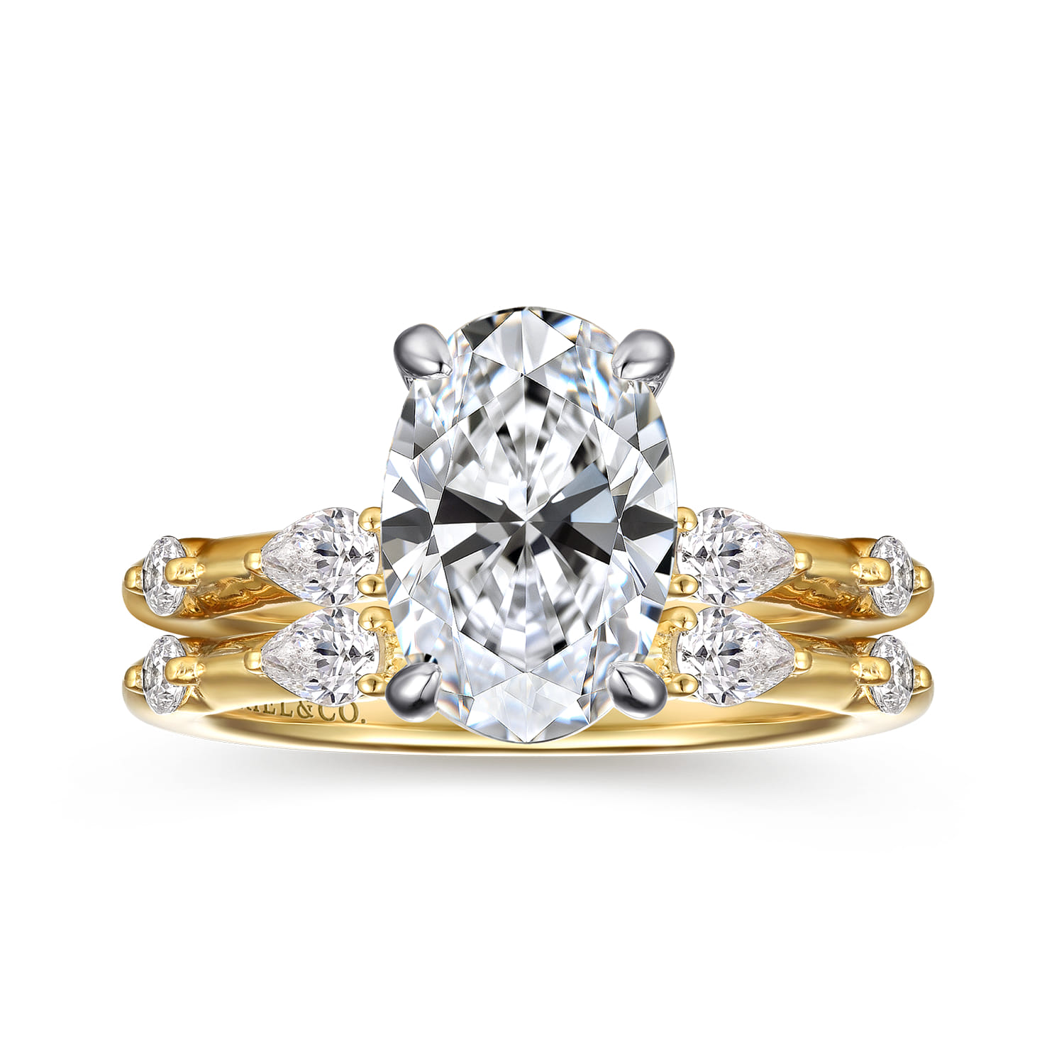 Carinna - 14K Yellow-White Gold Oval Diamond Engagement Ring - 0.23 ct - Shot 4
