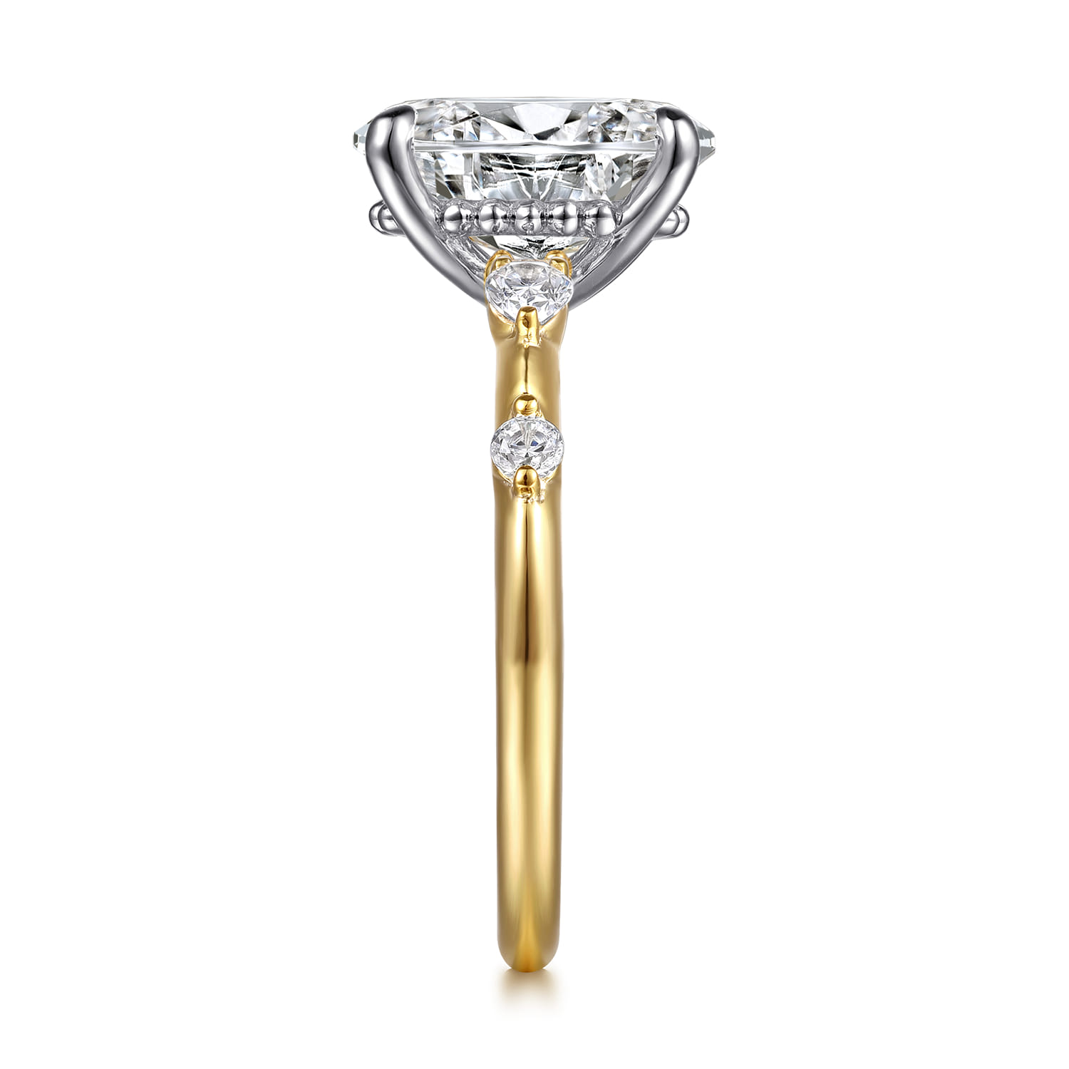 Carinna - 14K Yellow-White Gold Oval Diamond Engagement Ring - 0.23 ct - Shot 5