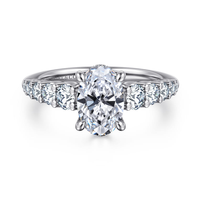 Seema - 14K White-Yellow Gold Oval Diamond Engagement Ring - 0.8 ct - Shot 1