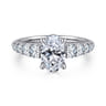 Seema - 14K White-Yellow Gold Oval Diamond Engagement Ring - 0.8 ct
