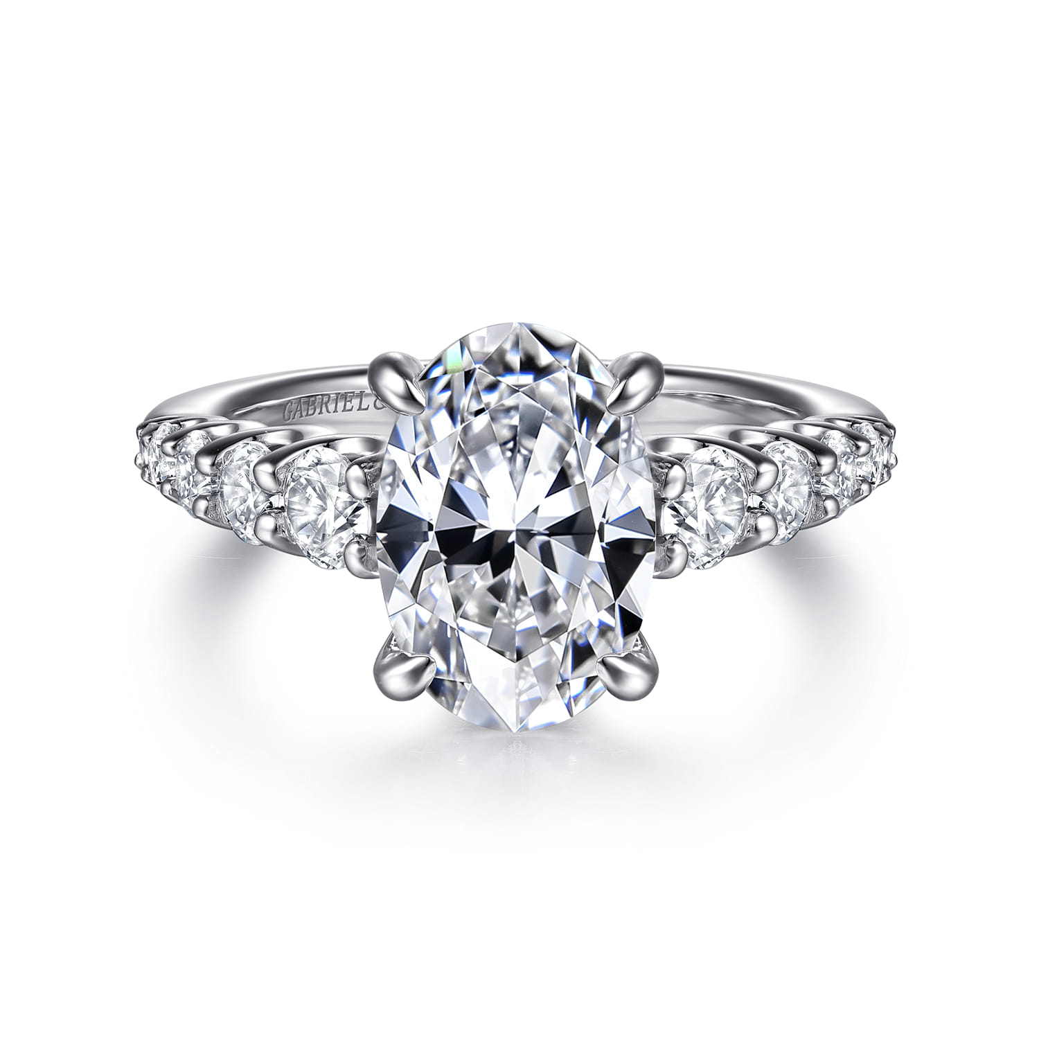 Seema - 14K White-Yellow Gold Oval Diamond Engagement Ring - 0.8 ct - Shot 1