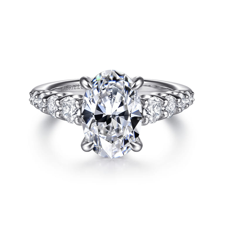 Seema - 14K White-Yellow Gold Oval Diamond Engagement Ring - 0.8 ct - Shot 1