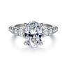 Seema - 14K White-Yellow Gold Oval Diamond Engagement Ring - 0.8 ct