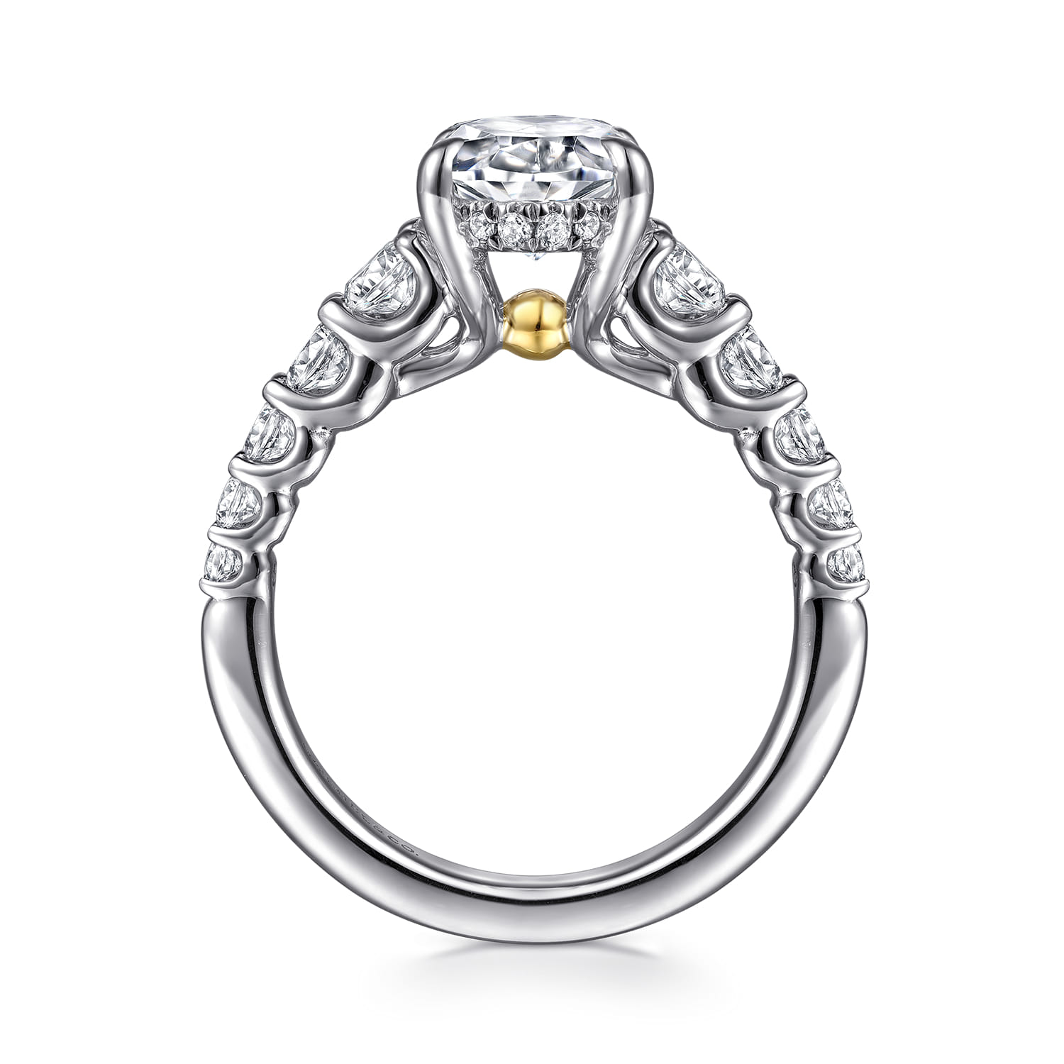 Seema - 14K White-Yellow Gold Oval Diamond Engagement Ring - 0.8 ct - Shot 2