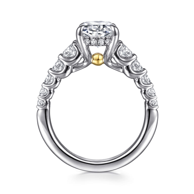 Seema - 14K White-Yellow Gold Oval Diamond Engagement Ring - 0.8 ct - Shot 2