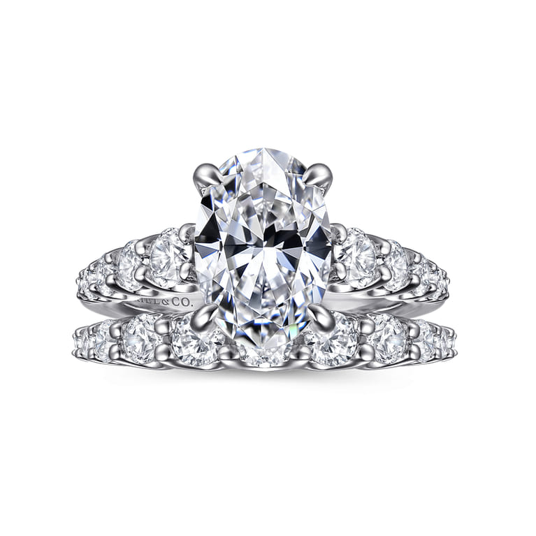 Seema - 14K White-Yellow Gold Oval Diamond Engagement Ring - 0.8 ct - Shot 4
