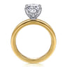 Jonah - 14K White-Yellow Gold Channel Set Baguette Oval Diamond Engagement Ring - 0.8 ct
