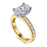 Jonah - 14K White-Yellow Gold Channel Set Baguette Oval Diamond Engagement Ring - 0.8 ct