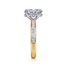 Jonah - 14K White-Yellow Gold Channel Set Baguette Oval Diamond Engagement Ring - 0.8 ct