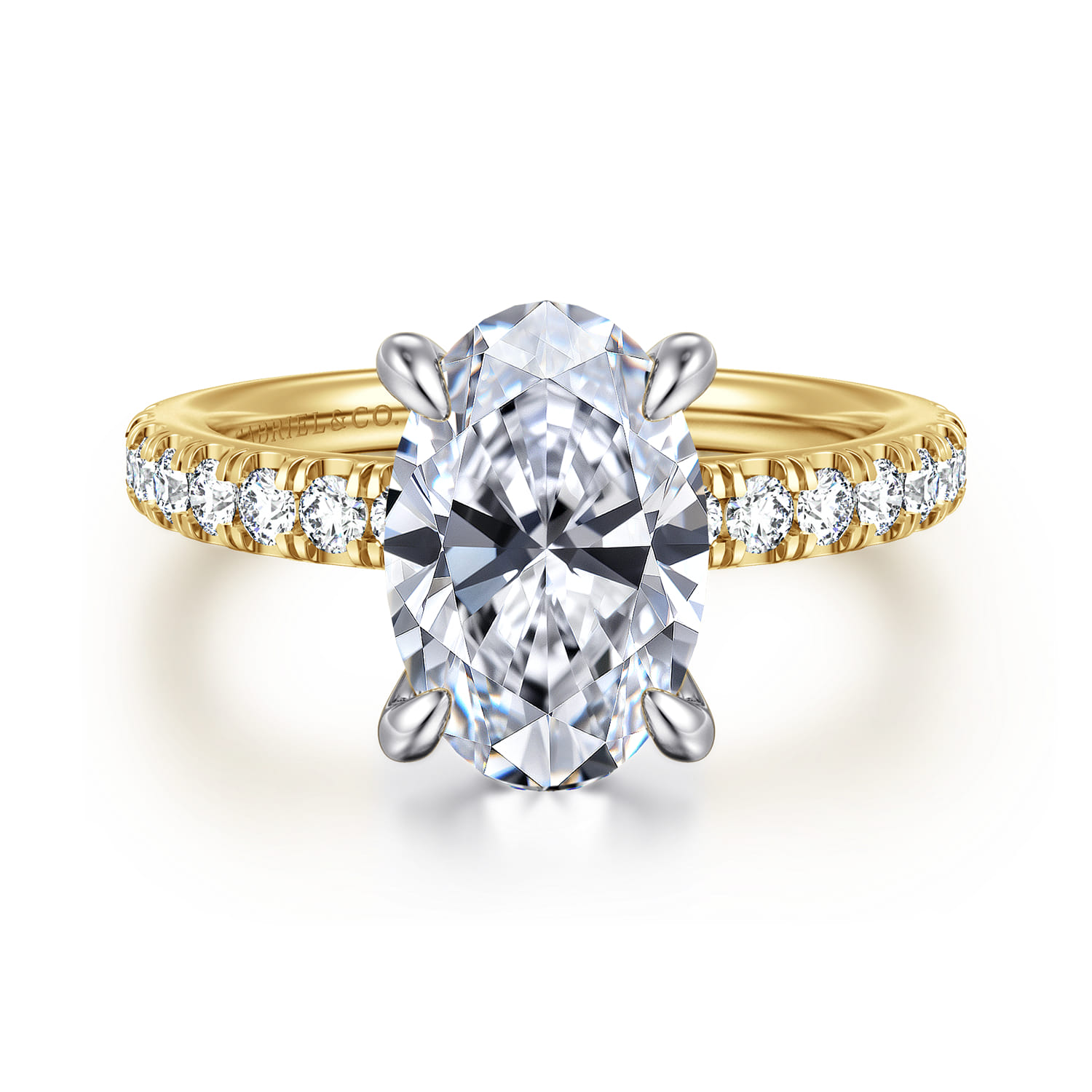 Aruba - 14K White-Yellow Gold Oval Shape Diamond Engagement Ring - 0.4 ct - Shot 1