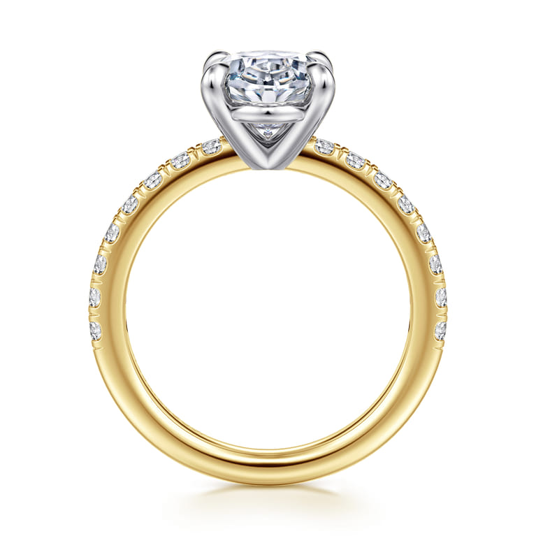 Aruba - 14K White-Yellow Gold Oval Shape Diamond Engagement Ring - 0.4 ct - Shot 2