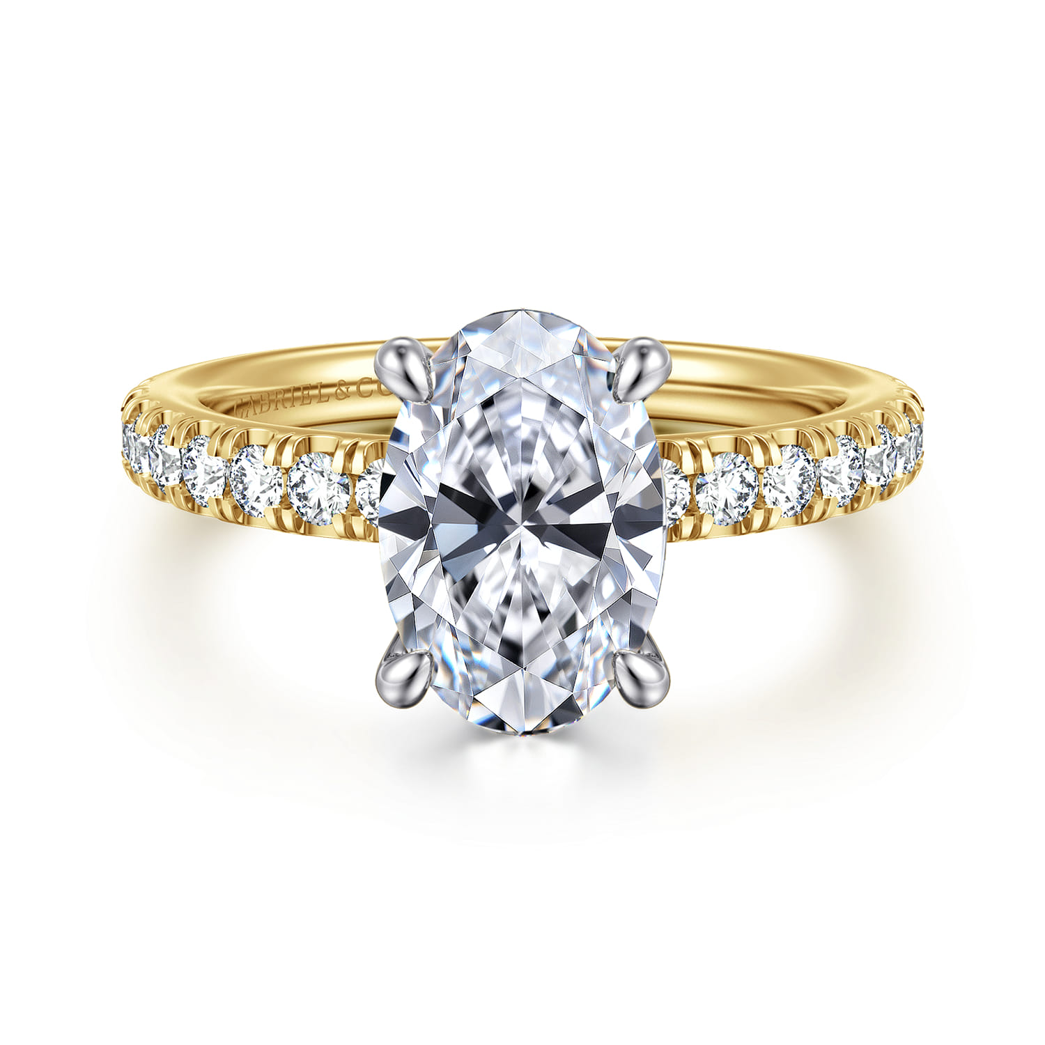 Aruba - 14K White-Yellow Gold Oval Diamond Engagement Ring - 0.4 ct - Shot 1