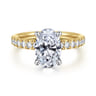 Aruba - 14K White-Yellow Gold Oval Diamond Engagement Ring - 0.4 ct