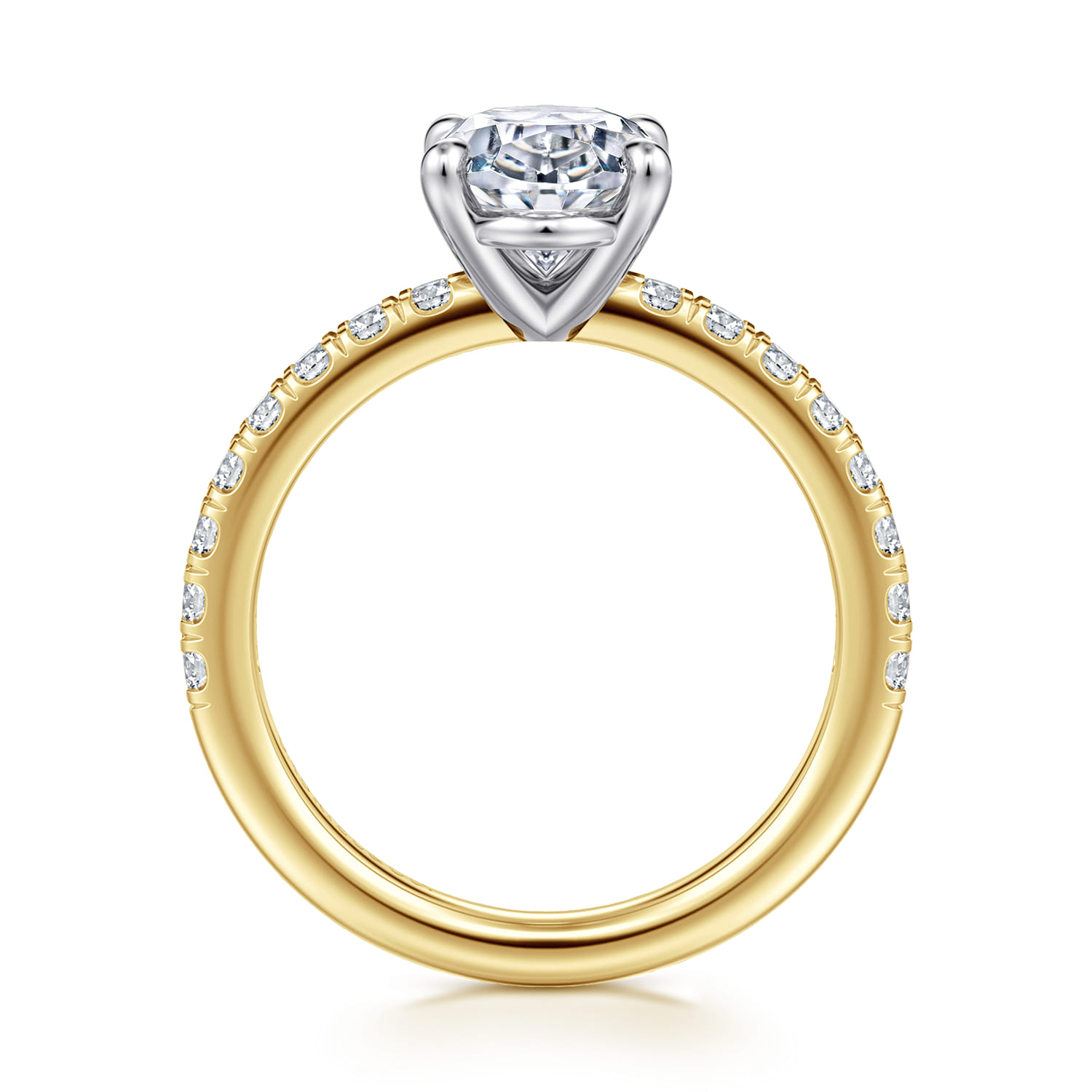 Aruba - 14K White-Yellow Gold Oval Diamond Engagement Ring - 0.4 ct - Shot 2