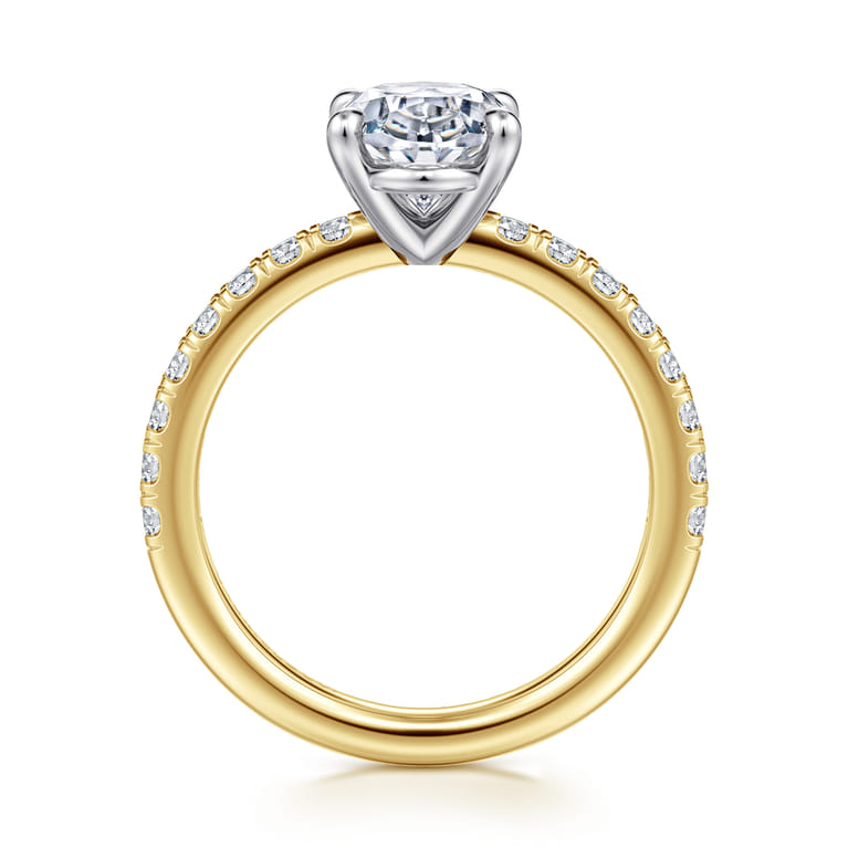 Aruba - 14K White-Yellow Gold Oval Diamond Engagement Ring - 0.4 ct - Shot 2
