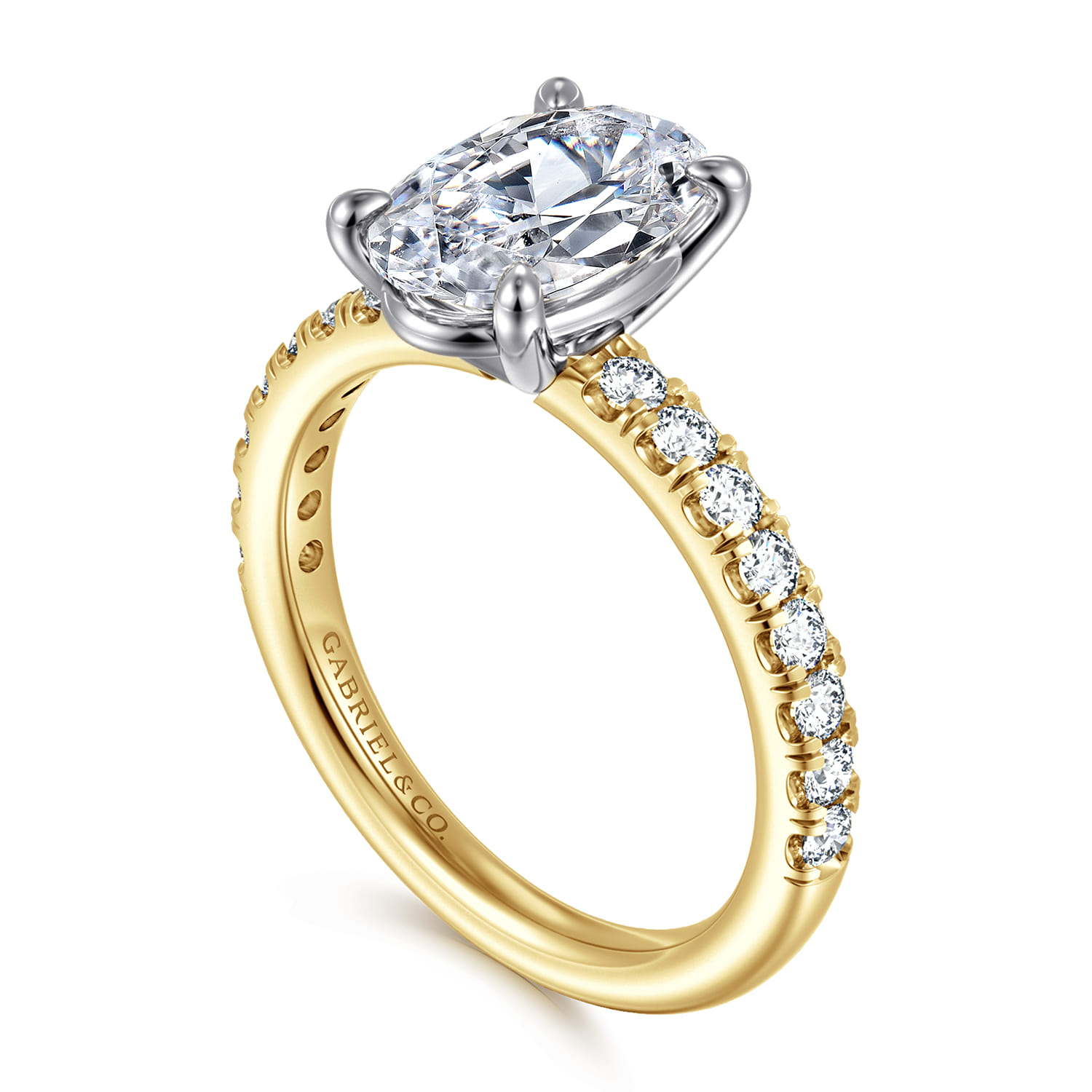 Aruba - 14K White-Yellow Gold Oval Diamond Engagement Ring - 0.4 ct - Shot 3