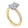 Aruba - 14K White-Yellow Gold Oval Diamond Engagement Ring - 0.4 ct