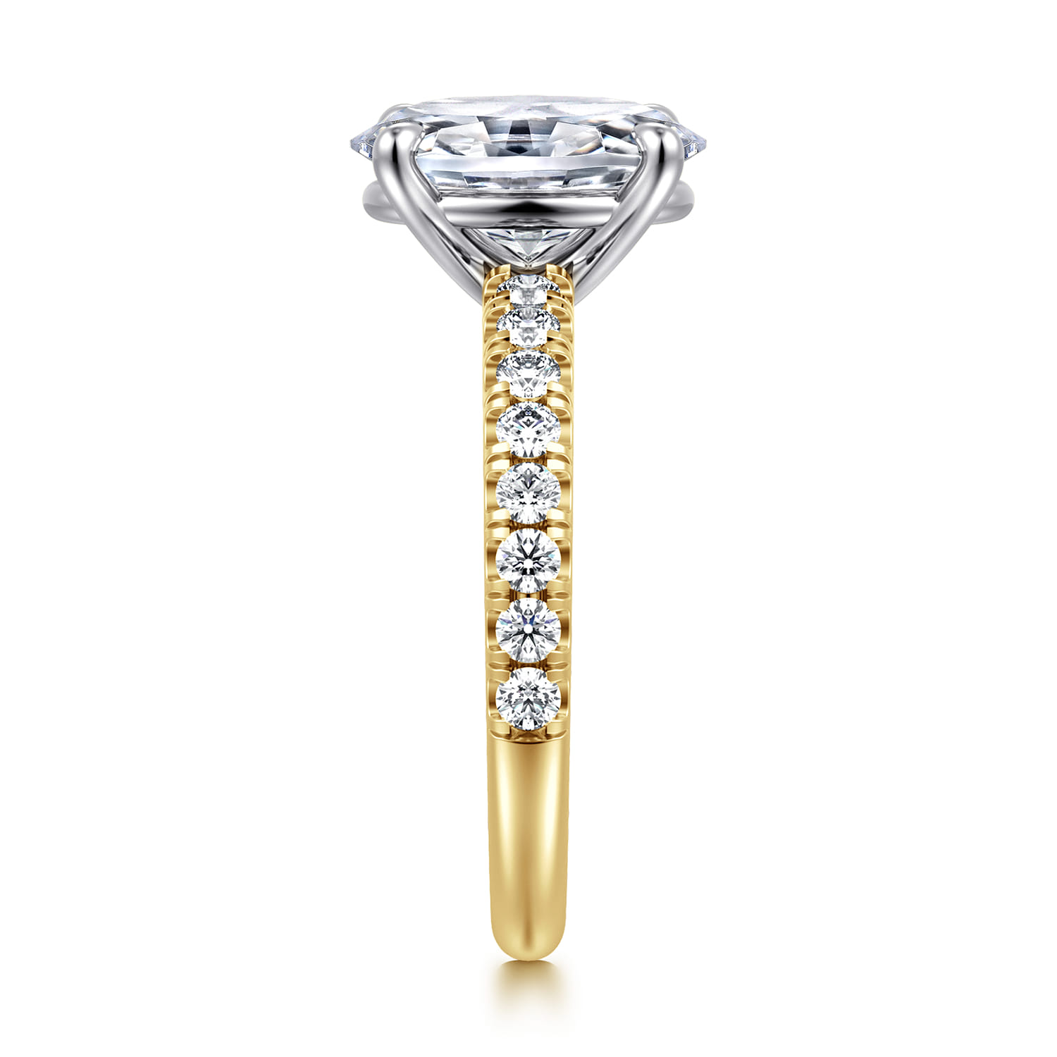 Aruba - 14K White-Yellow Gold Oval Diamond Engagement Ring - 0.4 ct - Shot 4
