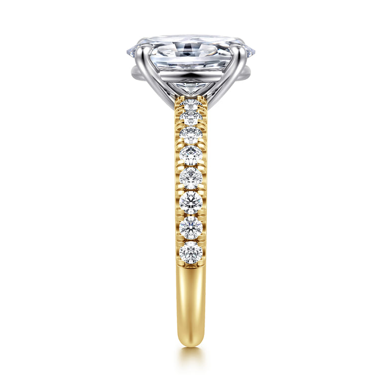 Aruba - 14K White-Yellow Gold Oval Diamond Engagement Ring - 0.4 ct - Shot 4