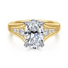Bruno - 14K White-Yellow Gold Oval Diamond Engagement Ring - 0.3 ct