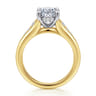 Bruno - 14K White-Yellow Gold Oval Diamond Engagement Ring - 0.3 ct
