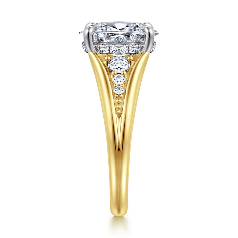 Bruno - 14K White-Yellow Gold Oval Diamond Engagement Ring - 0.3 ct - Shot 4