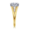 Bruno - 14K White-Yellow Gold Oval Diamond Engagement Ring - 0.3 ct