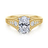 Bruno - 14K White-Yellow Gold Oval Diamond Engagement Ring - 0.3 ct