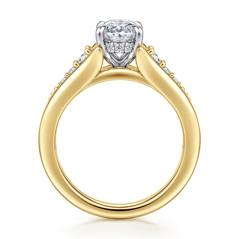Bruno - 14K White-Yellow Gold Oval Diamond Engagement Ring - 0.3 ct - Shot 2