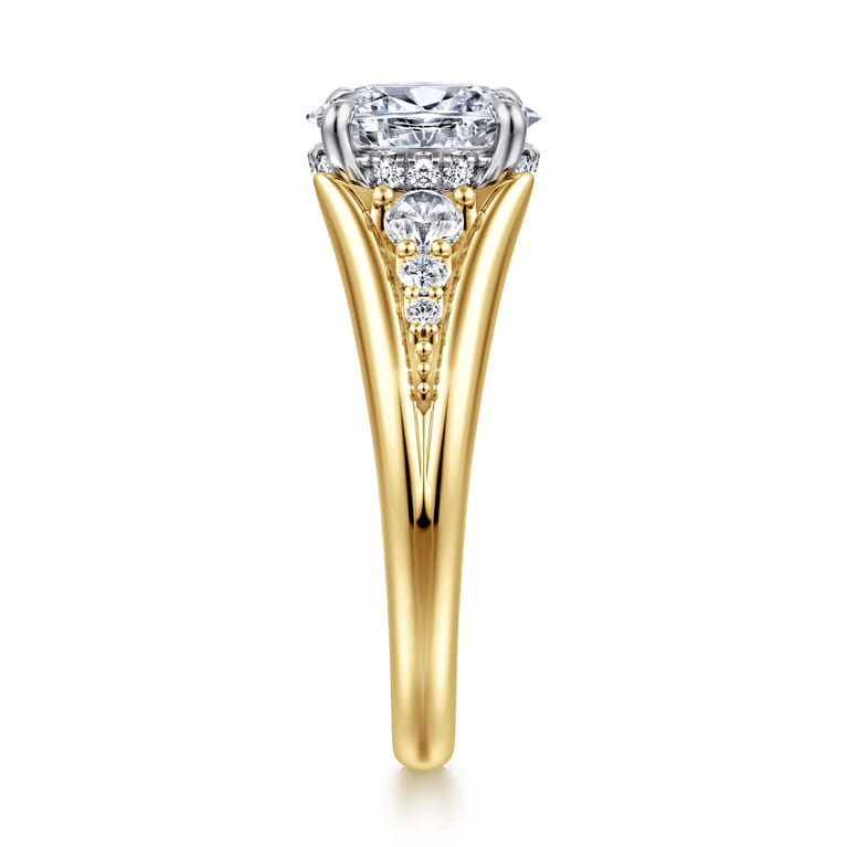 Bruno - 14K White-Yellow Gold Oval Diamond Engagement Ring - 0.3 ct - Shot 4