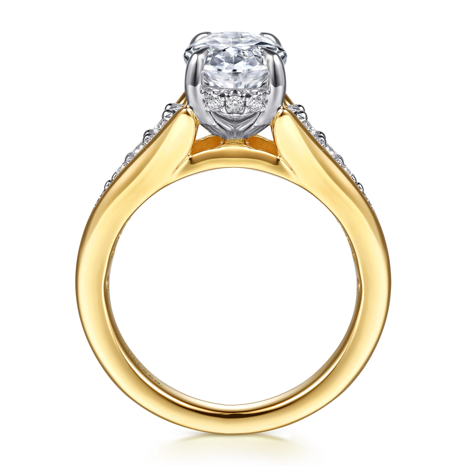 Bruno - 14K White-Yellow Gold Oval Diamond Engagement Ring - 0.3 ct - Shot 2